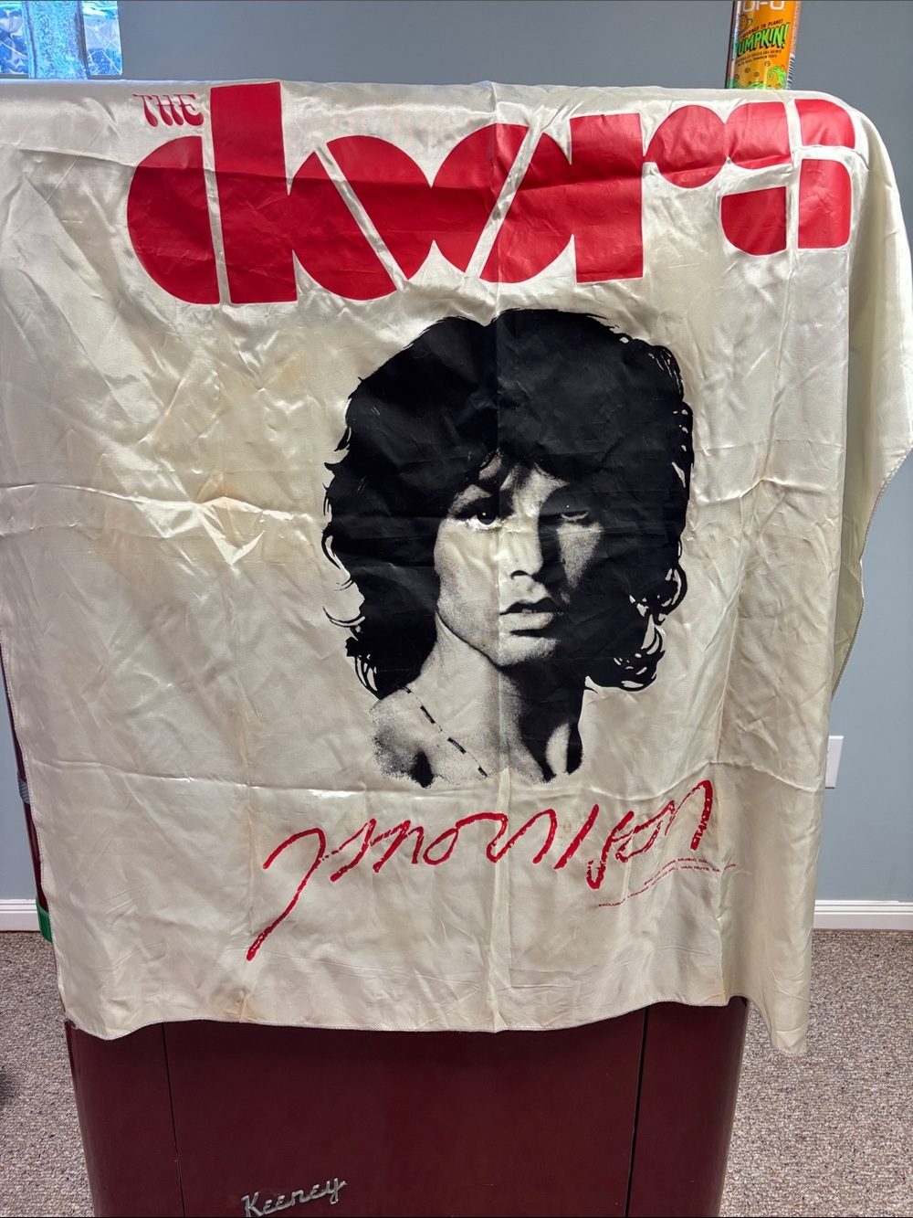 1980The Doors Jim Morrison Graphic Tapestry - Red, Black, Cream